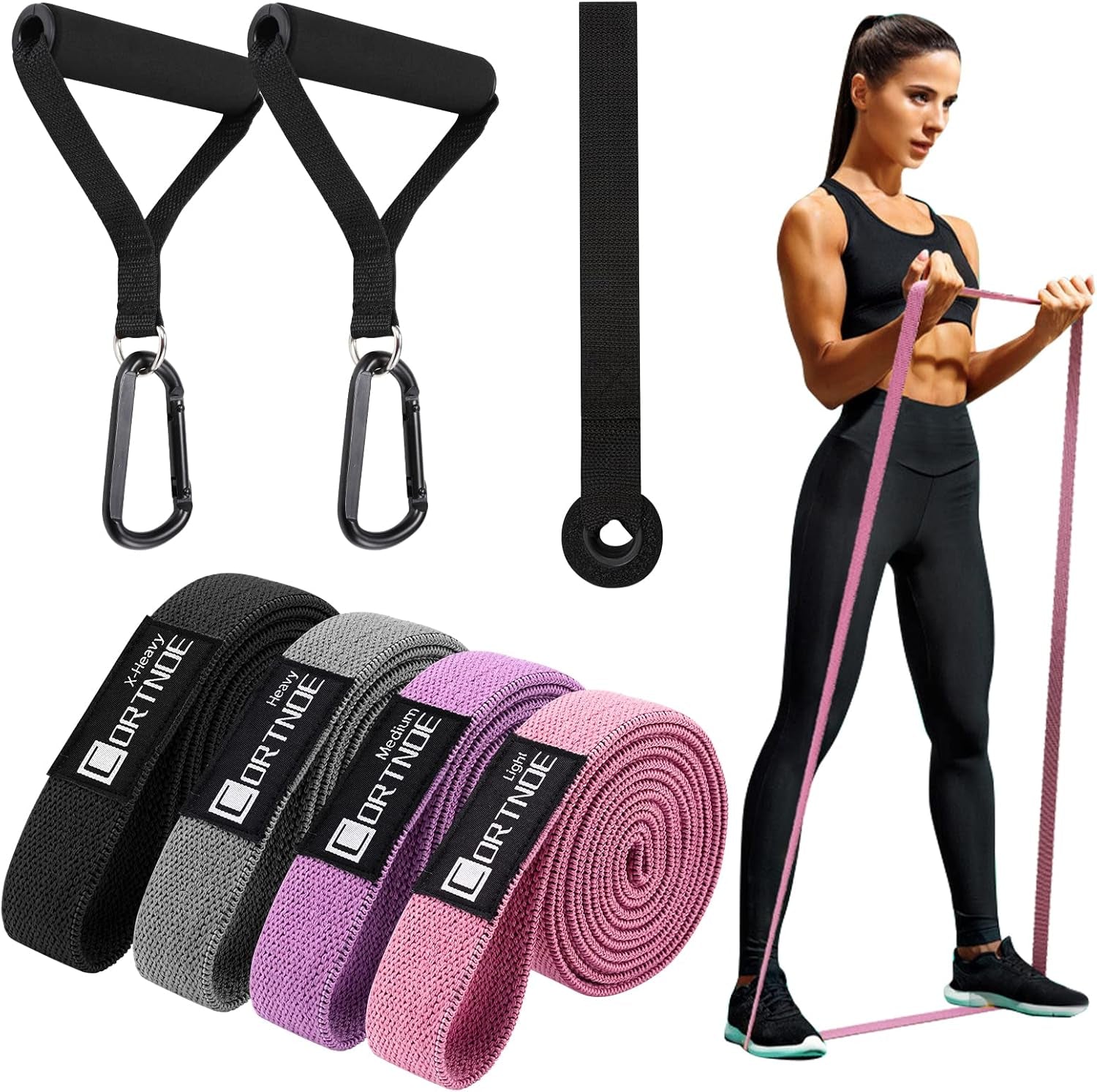 Resistance Bands with Handles,Pull up Bands Fabric Long Resistance Bands Set of 10 Long Workout Bands with Door Anchor, Handles, Exercise Bands for Working Out, Weight Training