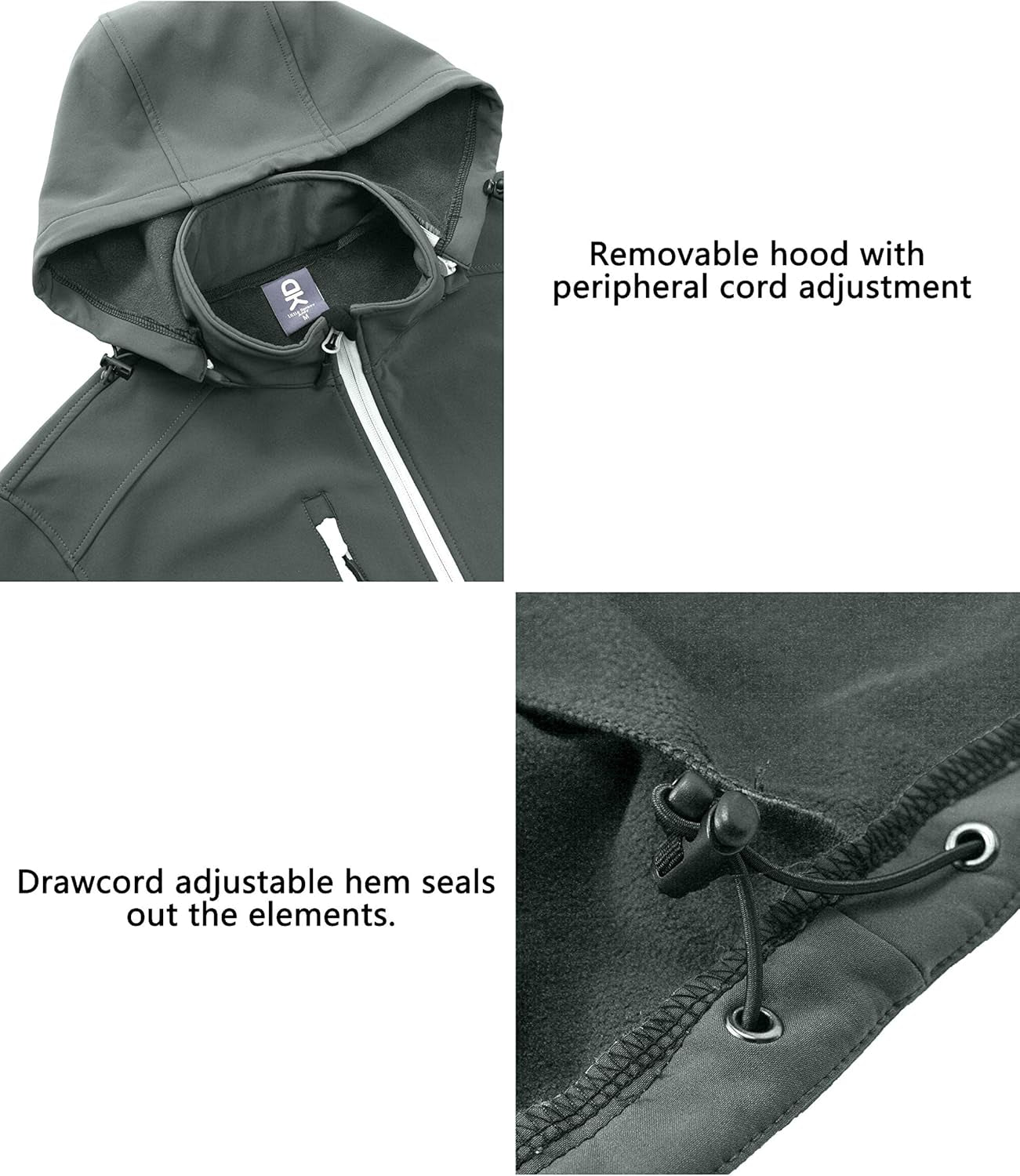 Men’S Softshell Jacket with Removable Hood, Fleece Lined