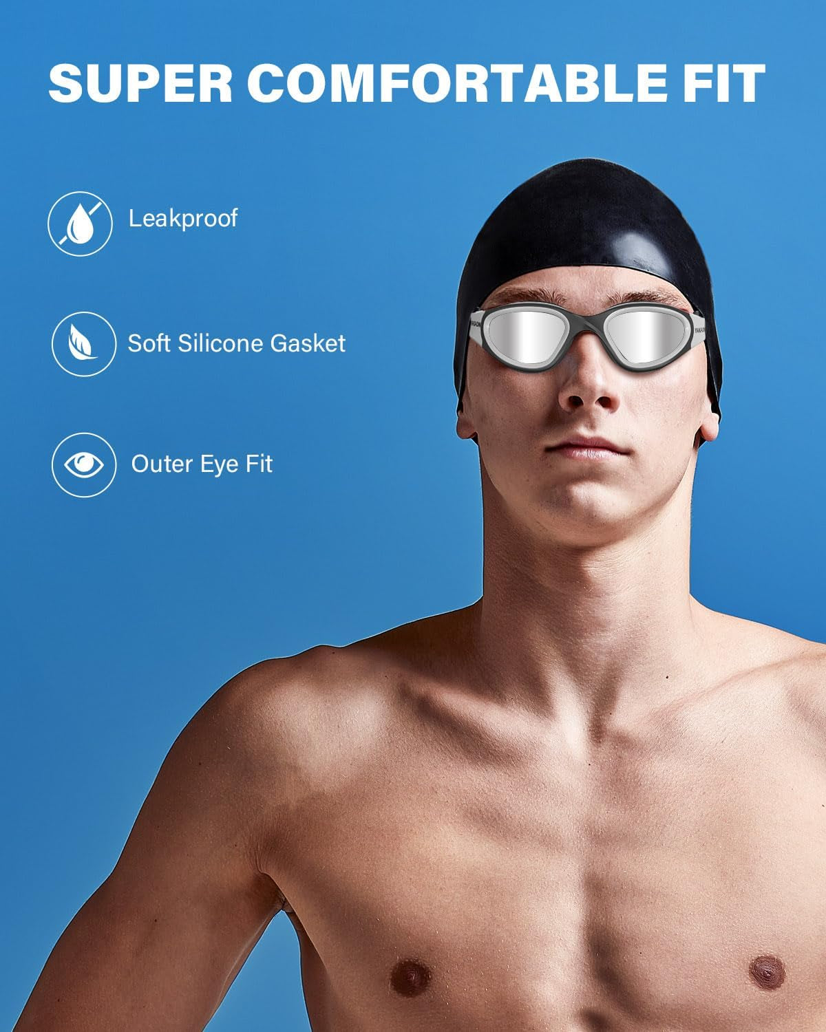 Swim Goggles, Polarized Swimming Goggles Filter Out All Glare Anti-Fog No Leaking for Adult Men Women